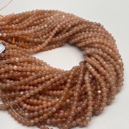 Каменные бусины, Солнечный камень (Олигоклаз), шарик гладкий, 4 мм, длина нити 38 см