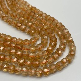 Каменные бусины, Цитрин, насыщенный цвет, кубик огранка, 6х6 мм, длина нити 19 см