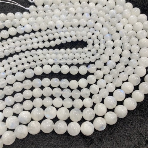 Каменные бусины, Лунный камень, адуляр, шарик гладкий, 10 мм, длина нити 19 см