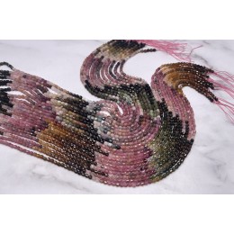 Каменные бусины, Турмалин, люкс, ювелирная огранка, 3 мм, длина нити 38 см