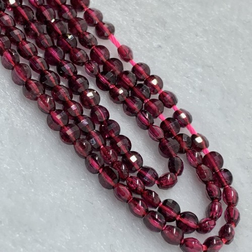 Каменные бусины, Гранат, люкс, монетка, огранка, 4x2,5 мм, длина нити 38 см