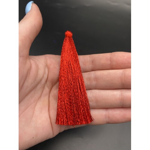 Кисточка, блестящая, красного цвета, 80 мм, цена за штуку