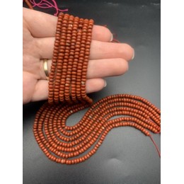 Каменные бусины, Яшма, красная, шайба, 4х2 мм, длина нити 38 см