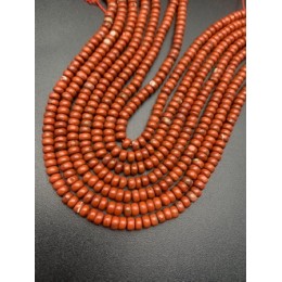 Каменные бусины, Яшма, красная, шайба, 4х2 мм, длина нити 38 см