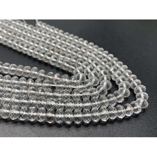 Каменные бусины, Горный Хрусталь, огранка, рондель, 6х4 мм, длина нити 38 см