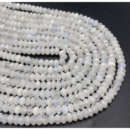Каменные бусины, Лунный камень, огранка, рондель, 6x4 мм, длина нити 38 см