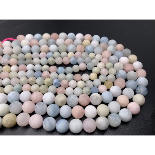 Каменные бусины, Берилловый Микс, матовый, шарик гладкий, 8 мм, длина нити 38 см