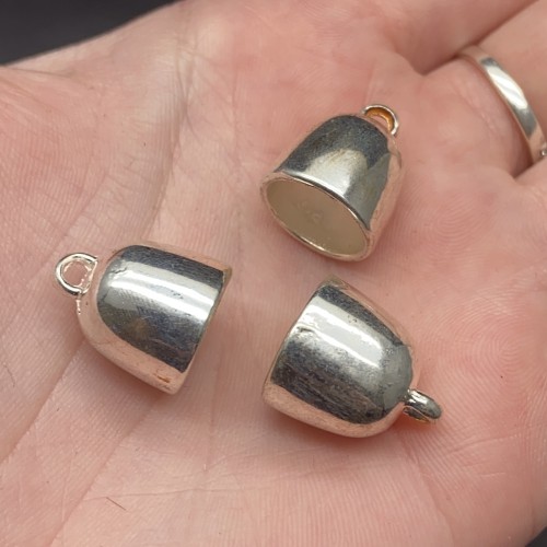 Концевик (колпачок, шапочка, обниматель) №25, родий/латунь, под серебро, 16х14 мм, цена за шт.