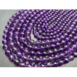 Каменные бусины, Аметист, люкс, шарик, огранка, 8 мм, длина нити 38 см