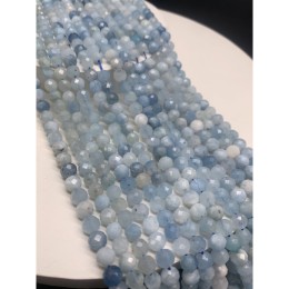 Каменные бусины, Аквамарин, Голубой берилл, шарик огранка, 8 мм, длина нити 19 см