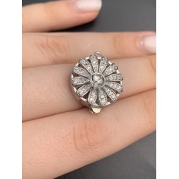 Застёжка №82, замочек на многорядное украшение, под серебро, со стразами, 20х20 мм