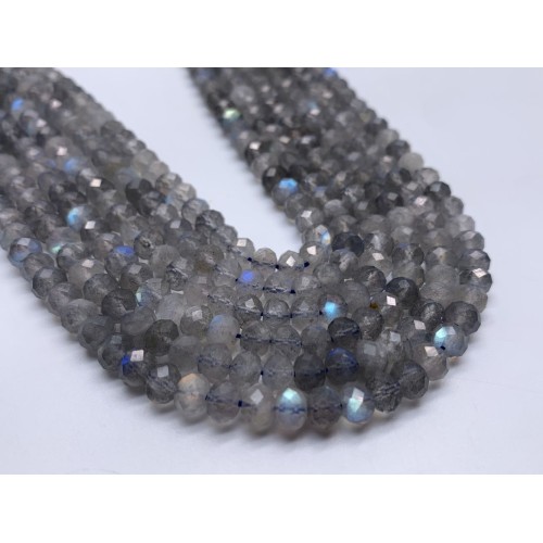 Каменные бусины, Лабрадор, Люкс, рондель огранка, 6x4 мм, длина нити 38 см