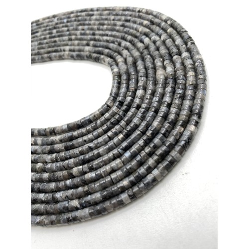 Каменные бусины, Ларвикит, ("Лаврикит", Норвежский лунный камень), шайба, 4х2 мм, длина нити 38 см