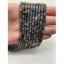 Каменные бусины, Ларвикит, ("Лаврикит", Норвежский лунный камень), шайба, 4х2 мм, длина нити 38 см