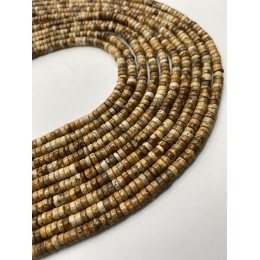 Каменные бусины, Яшма, песочная, шайба, 4х2 мм, длина нити 38 см