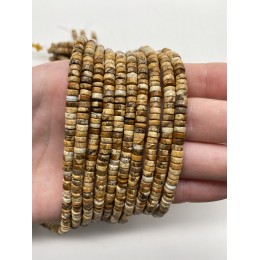 Каменные бусины, Яшма, песочная, шайба, 4х2 мм, длина нити 38 см