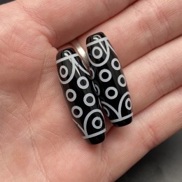 Бусина Дзи "30" из агата, 18 глаз, 30х10 мм, цена за 1 шт