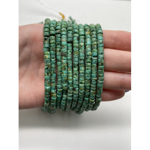 Каменные бусины, Африканская Бирюза, шайба, 4х2 мм, длина нити 38 см