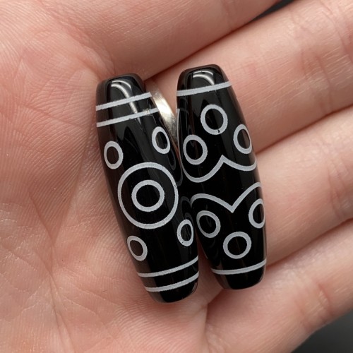 Бусина Дзи "536" из агата, 11 глаз, размер 30х10 мм, цена за 1 шт