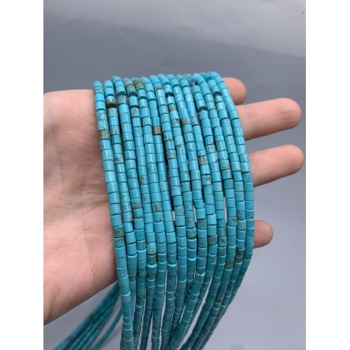 Каменные бусины, Говлит голубой, трубочки, 3,5х3,5 мм, длина нити 38 см