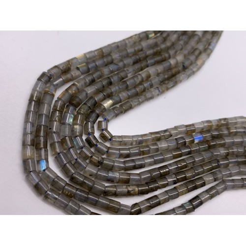 Каменные бусины, Лабрадор, трубочки, 3,5х3,5 мм, длина нити 38 см