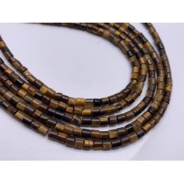 Каменные бусины, Тигровый глаз, трубочки, 3,5х3,5 мм, длина нити 38 см