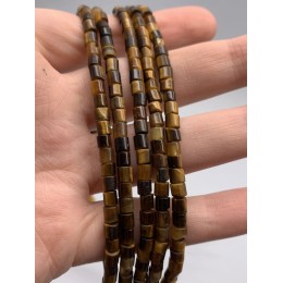 Каменные бусины, Тигровый глаз, трубочки, 3,5х3,5 мм, длина нити 38 см
