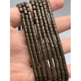 Каменные бусины, Пирит, трубочки, 3,5х3,5 мм, длина нити 38 см