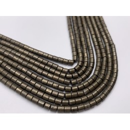 Каменные бусины, Пирит, трубочки, 3,5х3,5 мм, длина нити 38 см