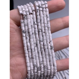 Каменные бусины, Говлит белый, трубочки, 3,5х3,5 мм, длина нити 38 см