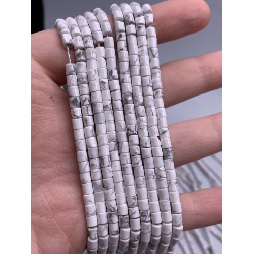 Каменные бусины, Говлит белый, трубочки, 3,5х3,5 мм, длина нити 38 см