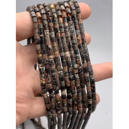 Каменные бусины, Риолит, леопардовая Яшма, трубочки, 3,5х3,5 мм, длина нити 38 см
