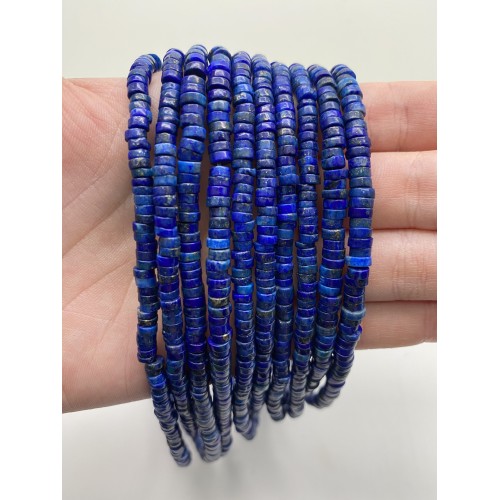 Каменные бусины, Лазурит, шайба, 4х2 мм, длина нити 38 см