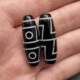 Бусина Дзи "52" из агата, 4 глаза, размер 30х10 мм, цена за 1 шт