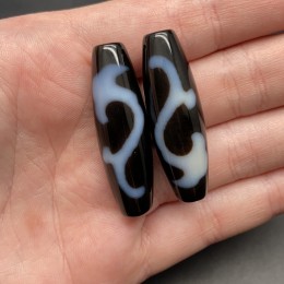 Бусина Дзи "722", люкс, лазерная, Зеленая тара, 38х12 мм, цена за 1 шт.