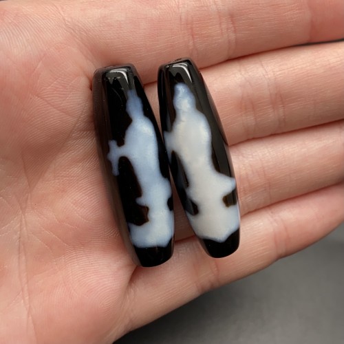 Бусина Дзи "73", люкс, лазерная, Гуань-Инь, 38х11,5 мм, цена за 1 шт.