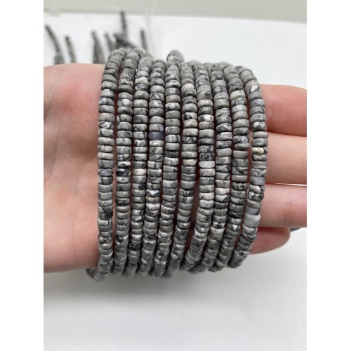 Каменные бусины, Яшма, картографическая, Доломит, шайба, 4х2 мм, длина нити 38 см