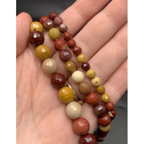 Каменные бусины, Яшма Мукаит, шарик огранка, 10 мм, длина нити 38 см