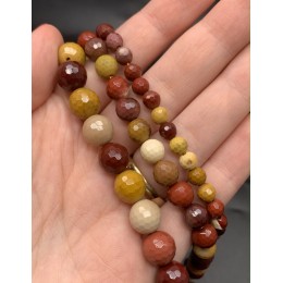 Каменные бусины, Яшма Мукаит, шарик огранка, 8 мм, длина нити 38 см