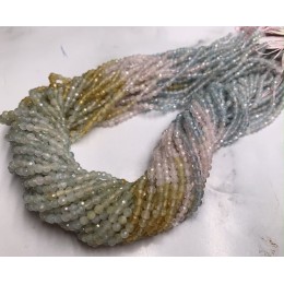 Каменные бусины, Берилловый Микс, шарик огранка, 3 мм, нить 38 см