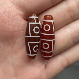 Бусина Дзи "94", из сердолика, 4 глаза, размер 30х10 мм, цена за 1 шт