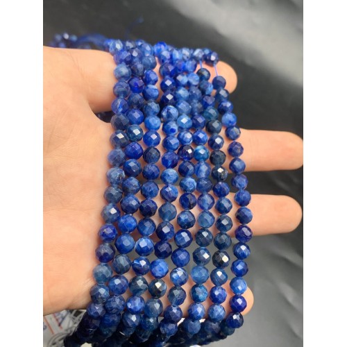 Каменные бусины, Кианит, шарик в ювелирной огранке, 6 мм, длина нити 19 см