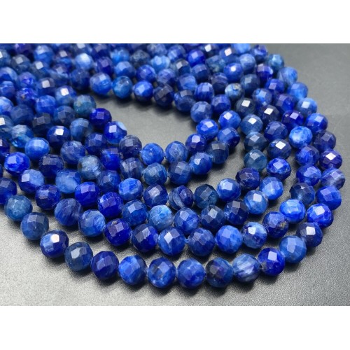 Каменные бусины, Кианит, шарик в ювелирной огранке, 6 мм, длина нити 38 см