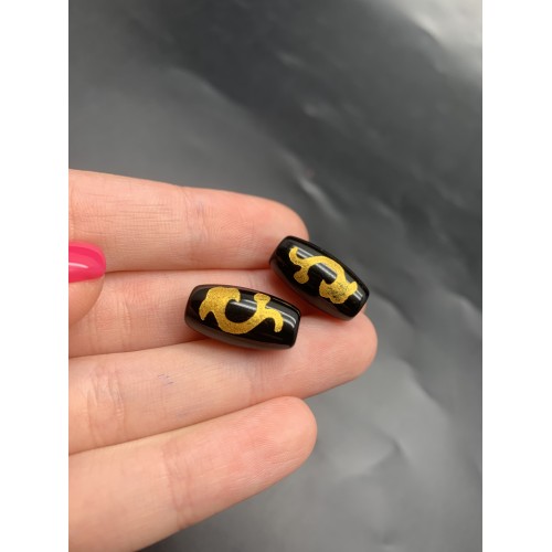 Бусина Дзи "606", агат, Зеленая тара, размер 18х10 мм, цена за 1 шт