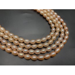 Каменные бусины, Жемчуг,бежевый, рис, 7-8 мм, длина нити 38 см