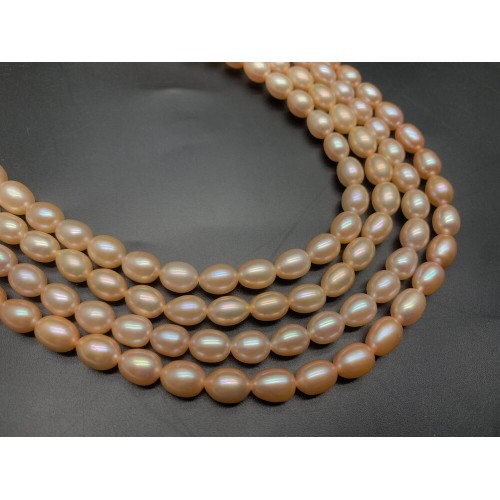 Каменные бусины, Жемчуг,бежевый, рис, 7-8 мм, длина нити 38 см