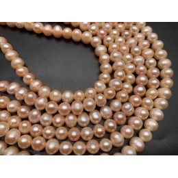 Каменные бусины, Жемчуг, бежевый, 7 мм, длина нити 38-39 см