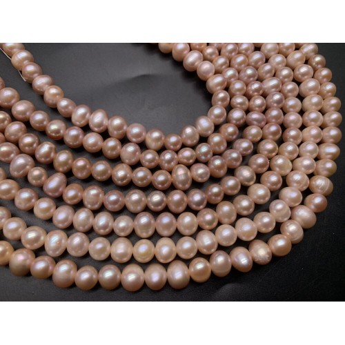 Каменные бусины, Жемчуг, розовый, 7 мм, длина нити 38-39 см