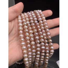 Каменные бусины, Жемчуг, розовый, 7 мм, длина нити 38-39 см