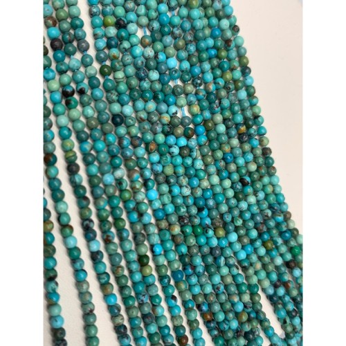 Каменные бусины, Бирюза стабилизированная, шарик гладкий, 2,2 мм, длина нити 38 см